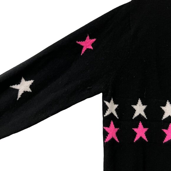 Scott & Scott London Womens Black Pink White Pure Cashmere Star Print Cardigan L - Picture 4 of 9